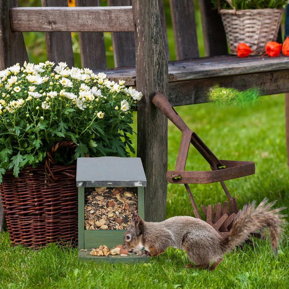 B2X  Eichhörnchenfutterhaus Metalldach 