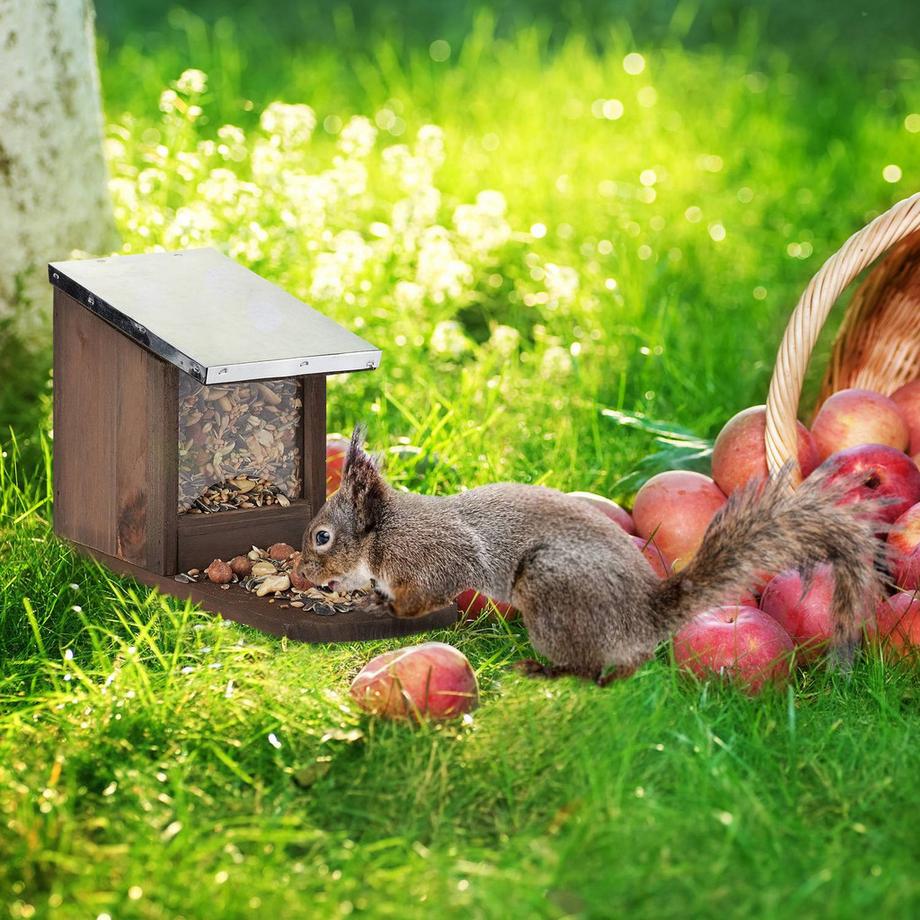 B2X  Eichhörnchenfutterhaus Metalldach 