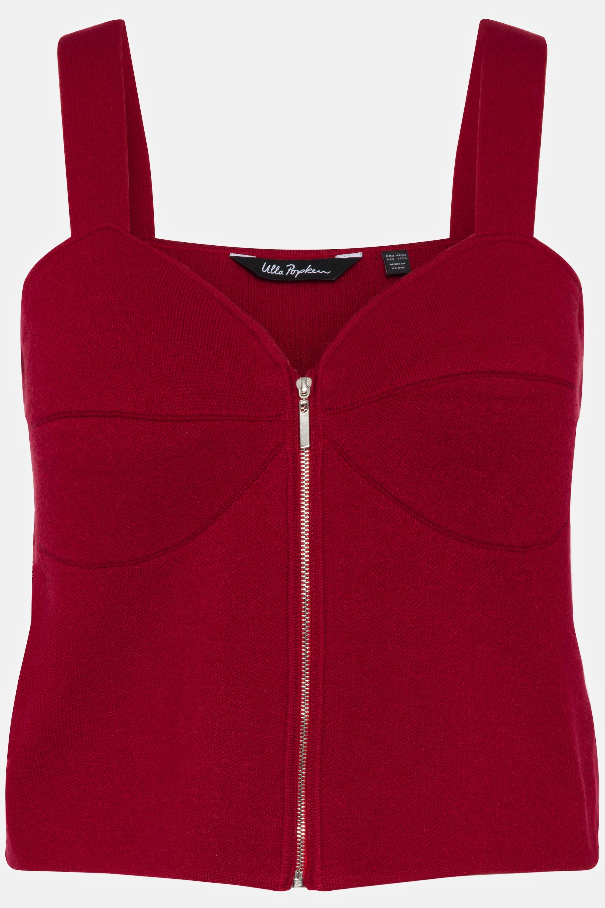 Ulla Popken  Bra top smanicato dal taglio aderente con zip e maglia fine 