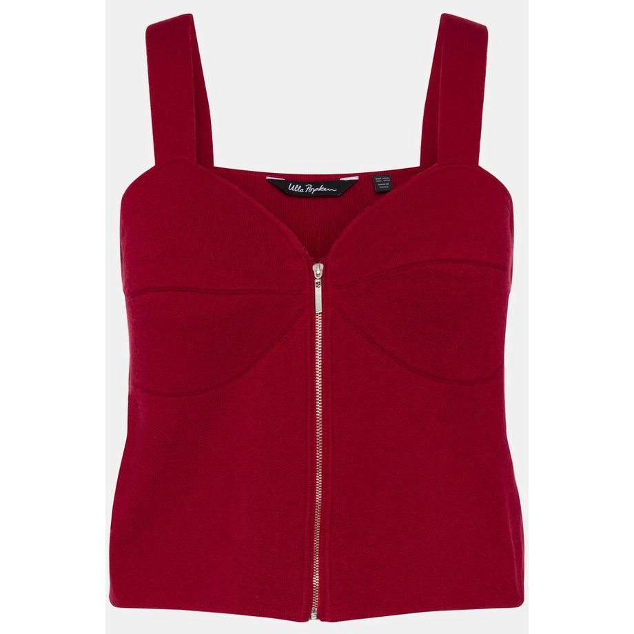 Ulla Popken Brassière Slim Tricot Fin Sans Manches avec Fermeture Éclair  