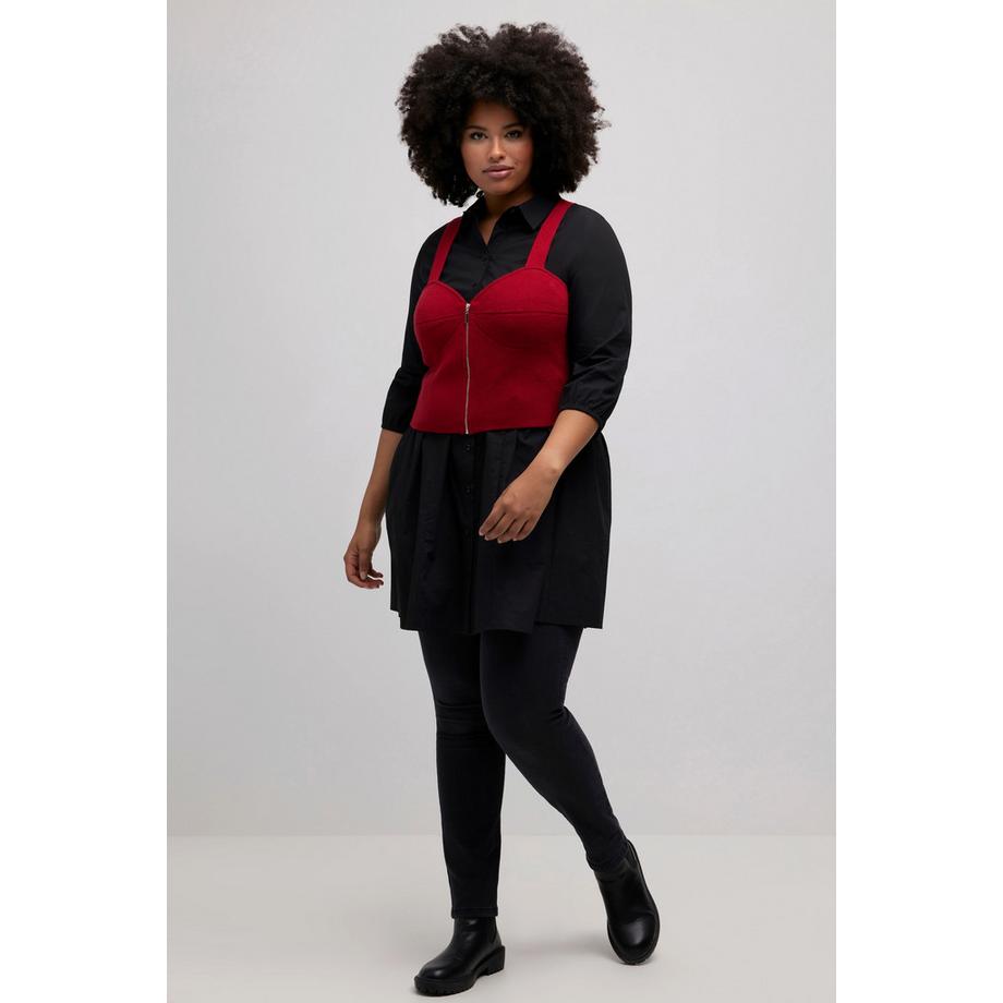 Ulla Popken Brassière Slim Tricot Fin Sans Manches avec Fermeture Éclair  