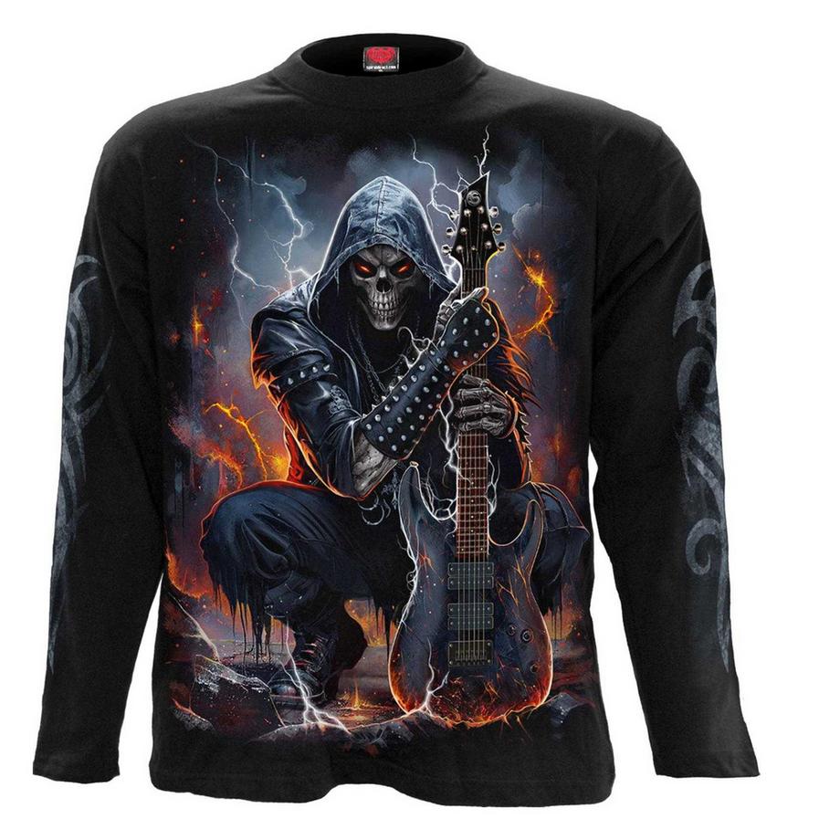 Death Rocker Maglietta Stampa Sul Retro E Sulle Maniche Manica Lunga