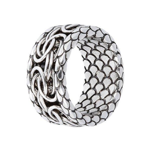 Image of Bandring Mit Byzantinischer Kette Und Meerjungfrau Xtur Damen Silber 68