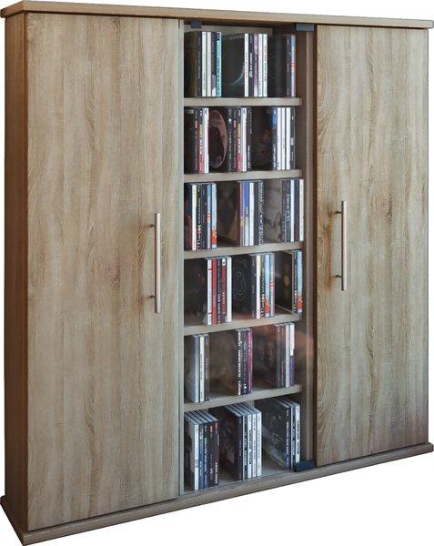 VCM Holz CD DVD Stand Regal Schrank Aufbewahrung Standregal Santo Glastür  