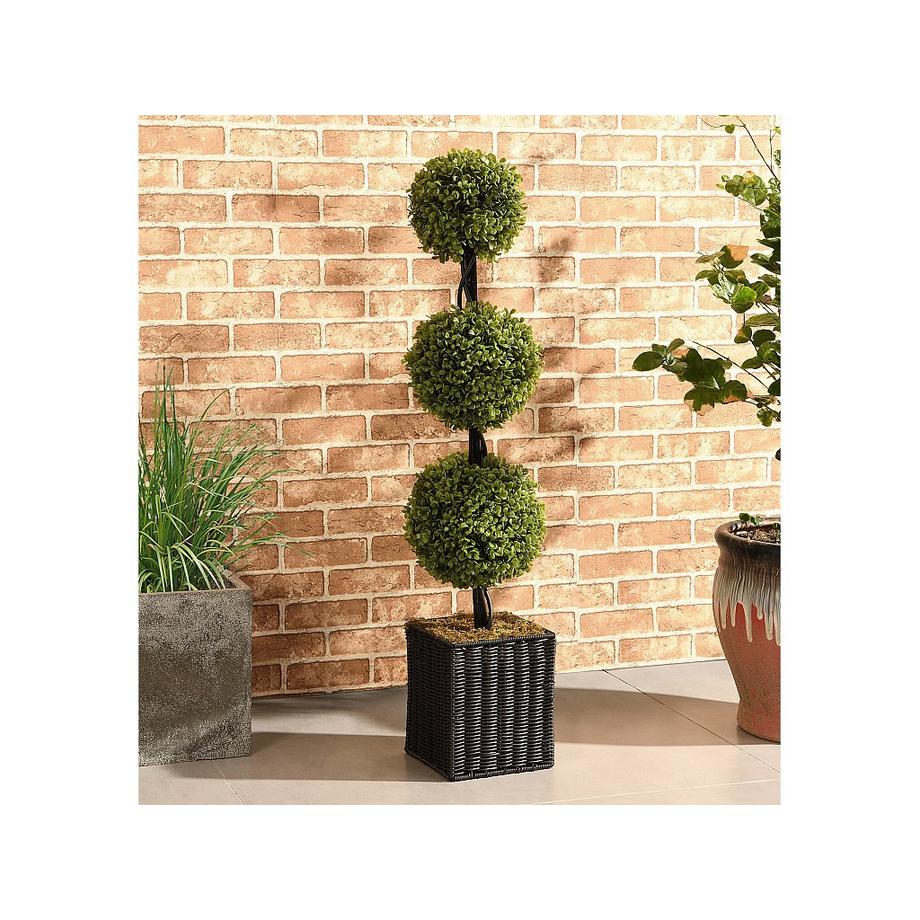 Vente-unique Kunstpflanze Buchsbaum mit 3 Kugeln & Topf - 90 x 18 cm - PILANA  