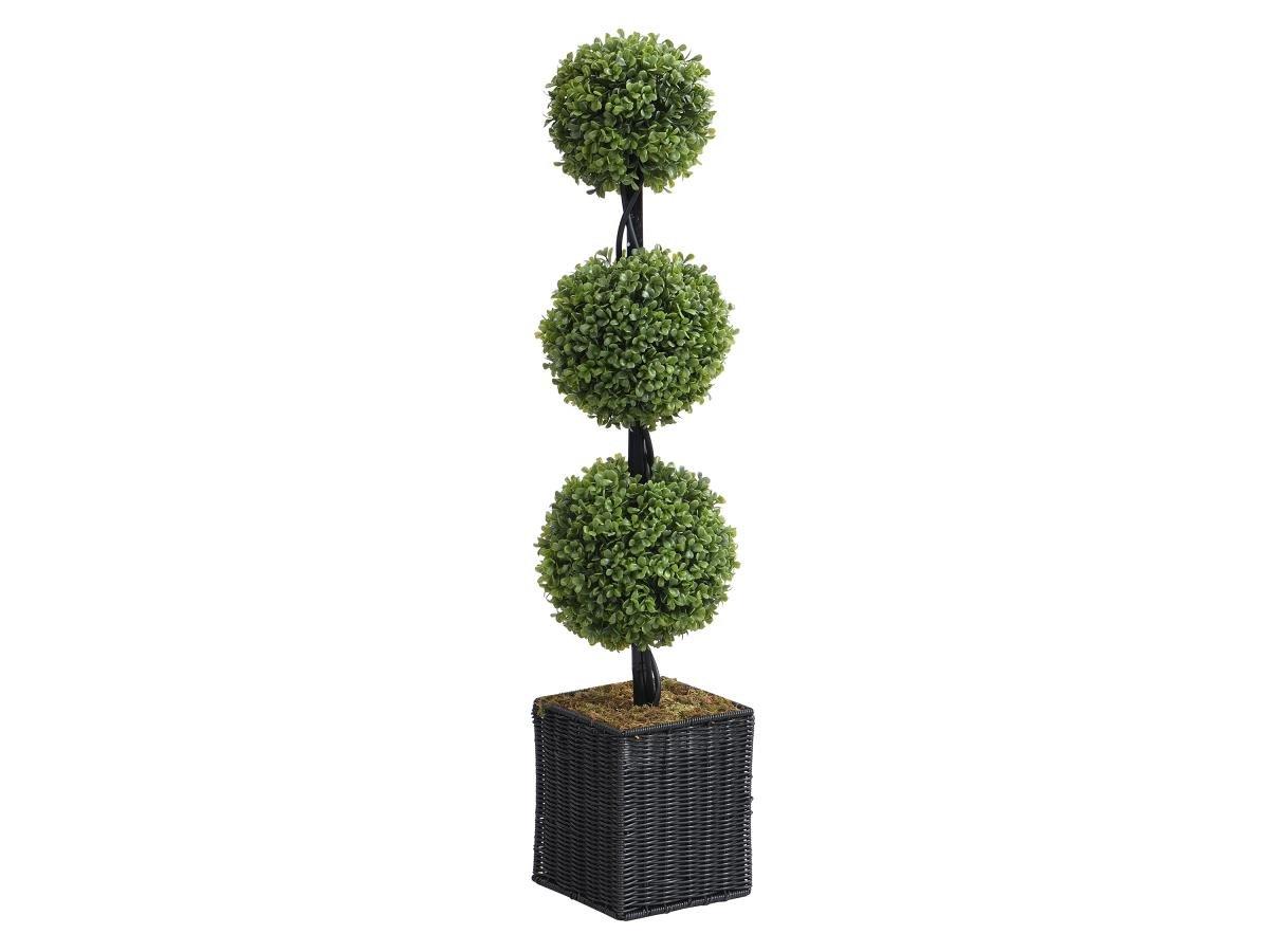 Vente-unique Kunstpflanze Buchsbaum mit 3 Kugeln & Topf - 90 x 18 cm - PILANA  