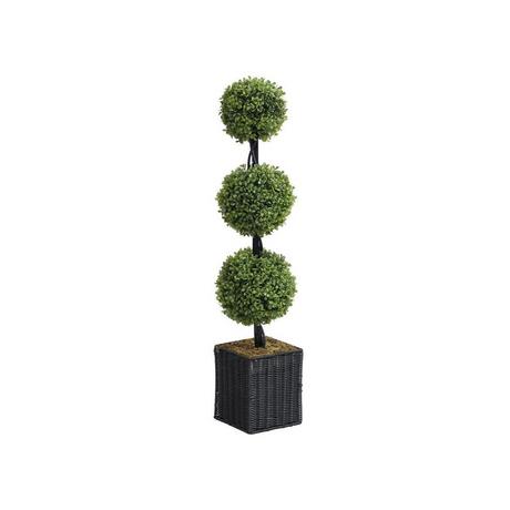 Vente-unique Plante artificiel buis 3 boules avec pot - H. 90 x D. 18 cm -PILANA  