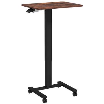 Table pour ordinateur portable réglable en hauteur, avec 4 roulettes, 2 freins, 65 cm x 48 cm x 108 cm, avec manivelle, frein, panneau de particules, marron rustique