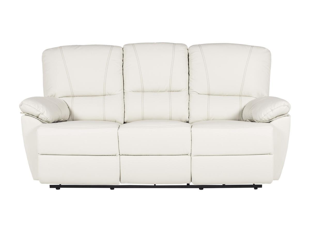 Vente-unique Relaxsofa 3Sitzer Leder elektrisch Marcis Elfenbein  