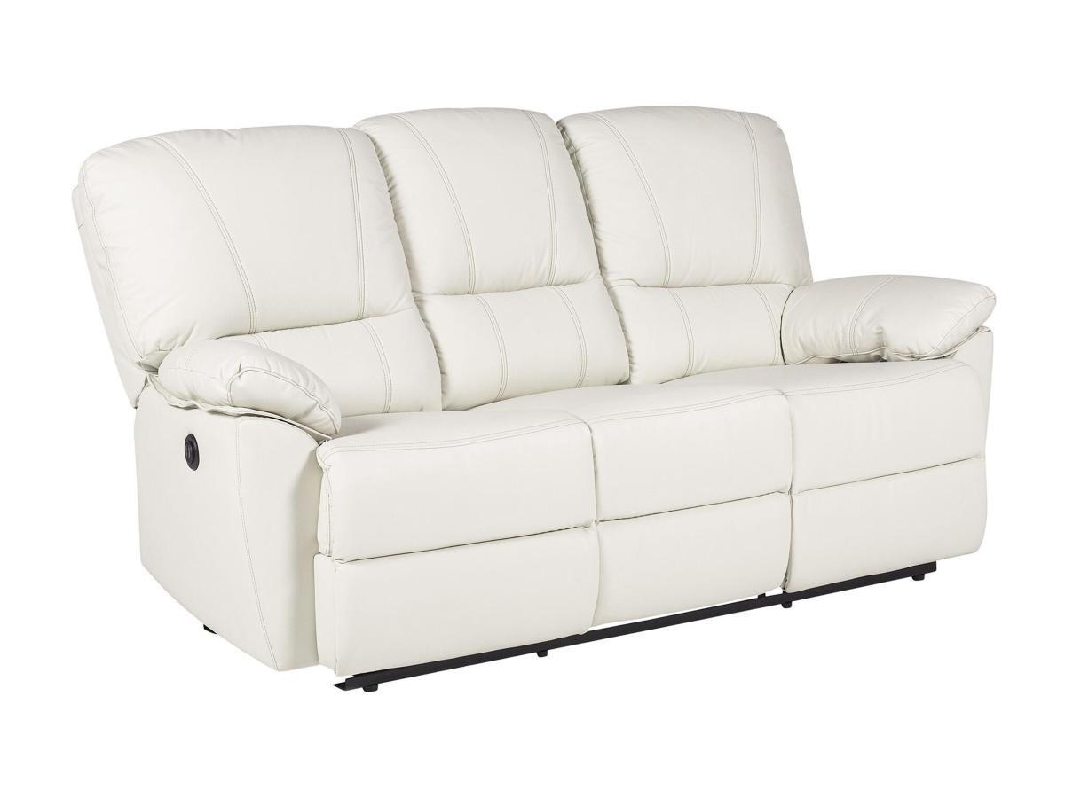 Vente-unique Relaxsofa 3Sitzer Leder elektrisch Marcis Elfenbein  