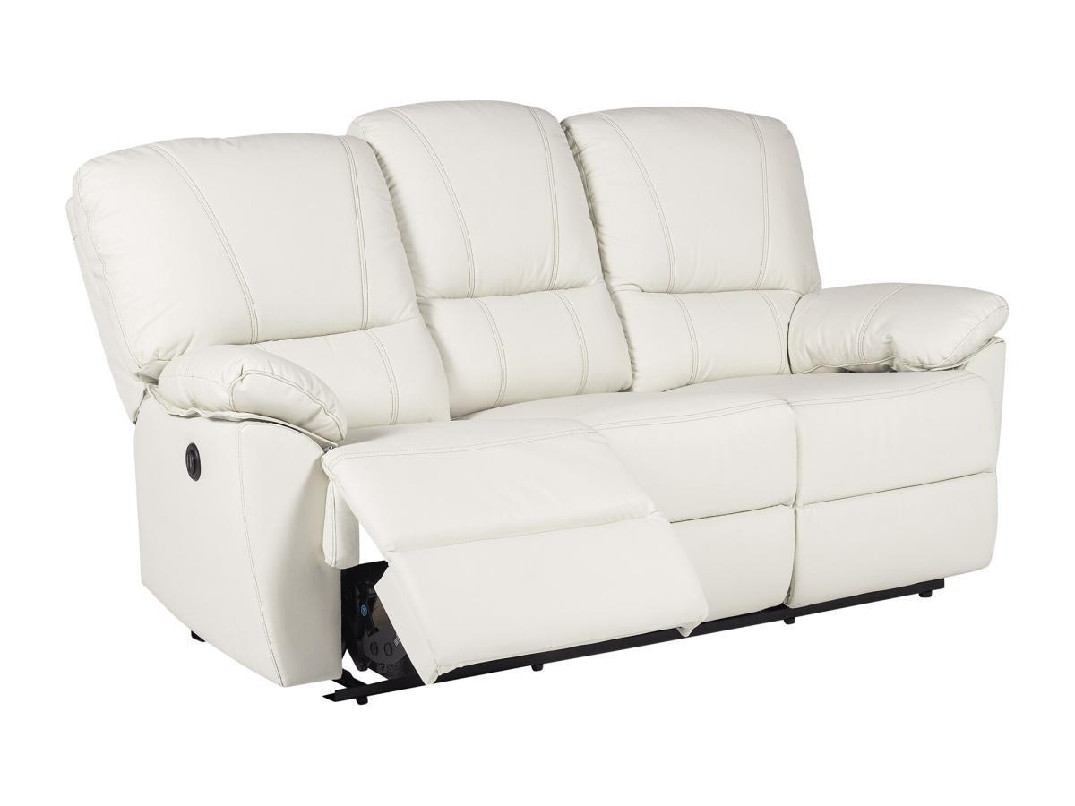 Vente-unique Relaxsofa 3Sitzer Leder elektrisch Marcis Elfenbein  