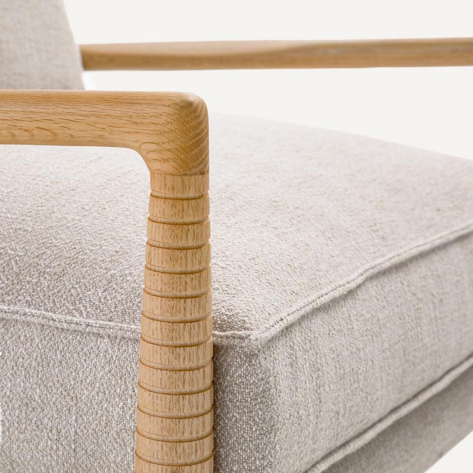 AM.PM Sessel aus massiver Eiche und meliertem Baumwollstoff  