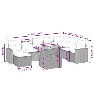 VidaXL Ensemble de canapés de jardin rotin synthétique  