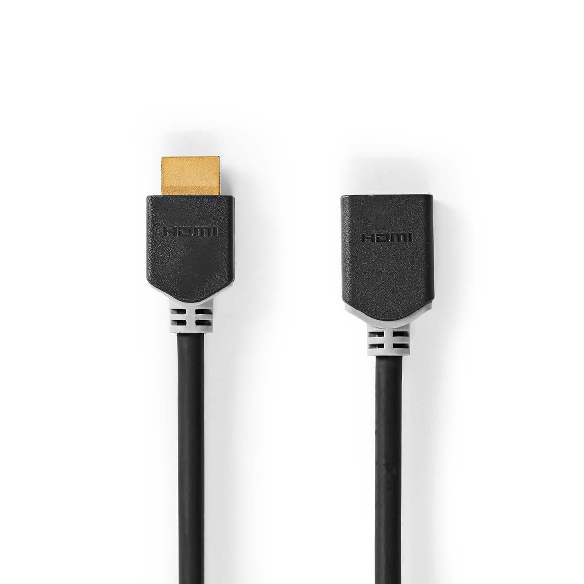 Image of High Speed HDMI™ Kabel mit Ethernet | HDMI™ Kontakt | HDMI™ Hona | 4K@60Hz | ARC | 18 Gbps | 1,00 m | Rund | PVC | Antracit | Låda