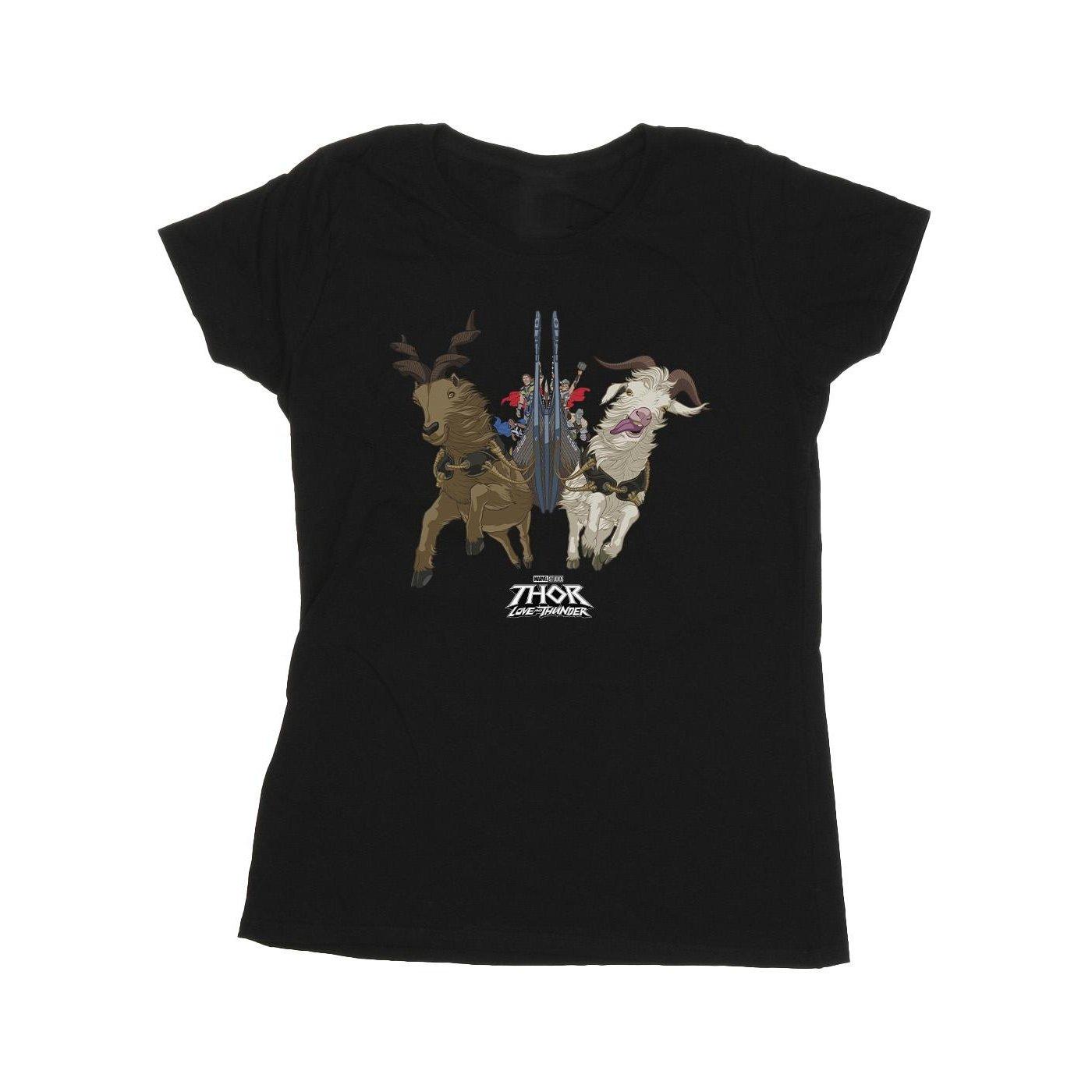 Image of Thor Love And Thunder Viking Ship Tshirt Damen Schwarz M