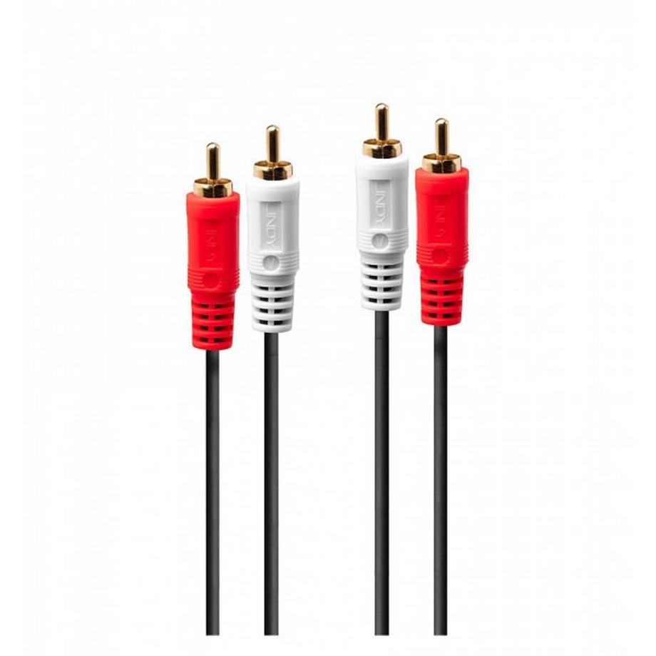 Lindy 35660 cavo audio 1 m 2 x RCA Rosso, Bianco