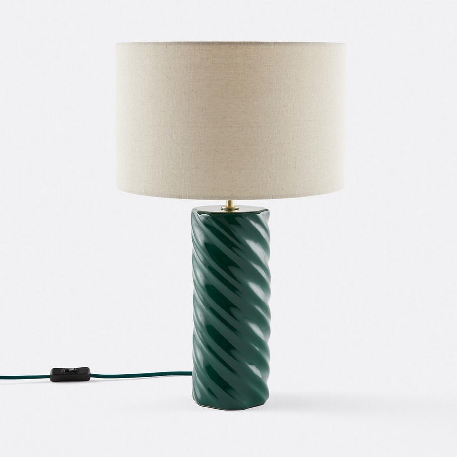 Lampe à poser céramique et lin