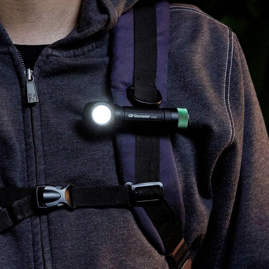 GP Discovery  Stirnlampe CH35: Kompakte Mehrzweck-LED-Stirnlampe und Taschenlampe, wiederaufladbar 