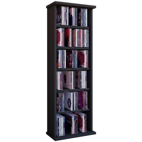 VCM CD Regal Holz Vostan | platzsparender CD Schrank für 102 CDs oder 36 DVDs | Maße: H. 92 x B. 31 x T. 18 cm | elegantes DVD Regal stehend | Blu ray  