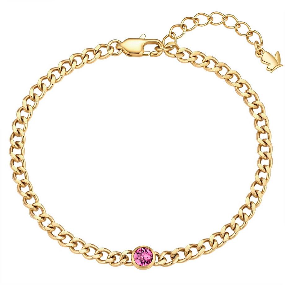 Armband Geburtsstein Februar Edelstahl verziert mit Kristallen von Swarovski