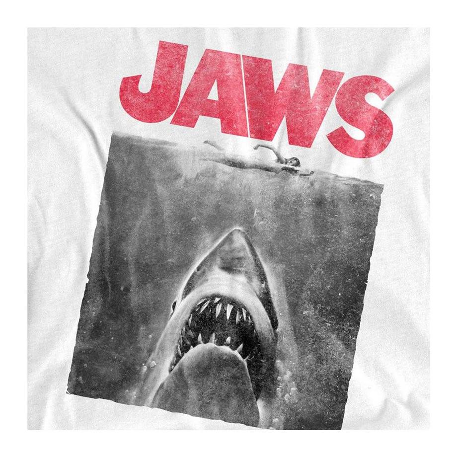 Jaws T-Shirt en Coton Ringspun avec Imprimé Poster Rétro  