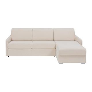 Vente-unique Canapé d'angle convertible express et réversible en tissu beige - Couchage 140 cm - Matelas 14 cm - CALIFE  