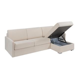 Vente-unique Canapé d'angle convertible express et réversible en tissu beige - Couchage 140 cm - Matelas 14 cm - CALIFE  