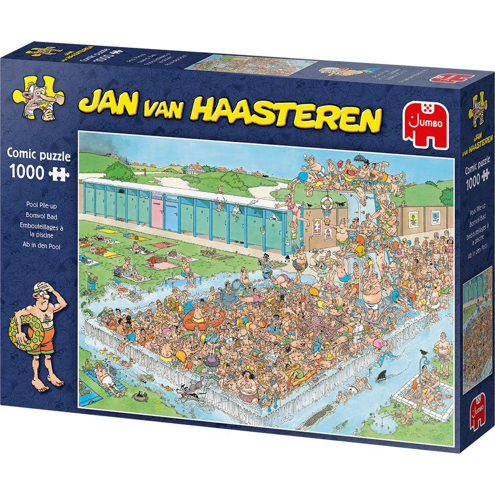 JUMBO  Jumbo 20039 Jan Van Haasteren-Ab in den Pool-1000 Teile Puzzlespiel, Mehrfarben 