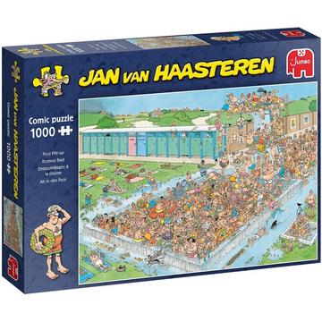 Jumbo 20039 Jan Van Haasteren-Ab in den Pool-1000 Teile Puzzlespiel, Mehrfarben