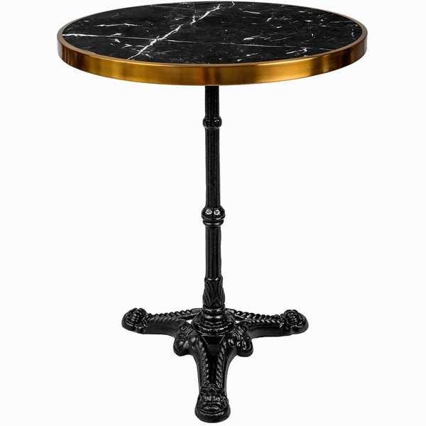 mutoni home Table bistrot marbre rond noir 57x57  