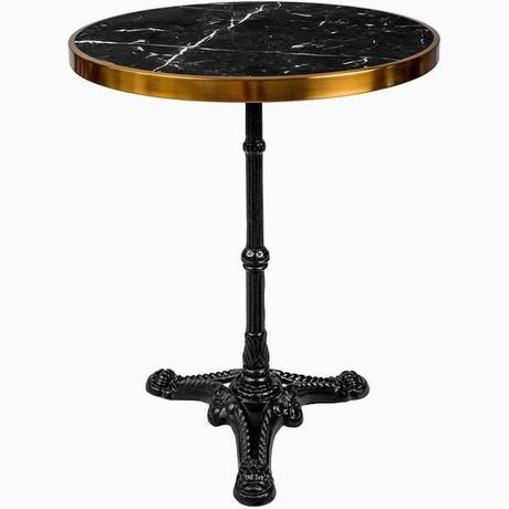 mutoni home Table bistrot marbre rond noir 57x57  