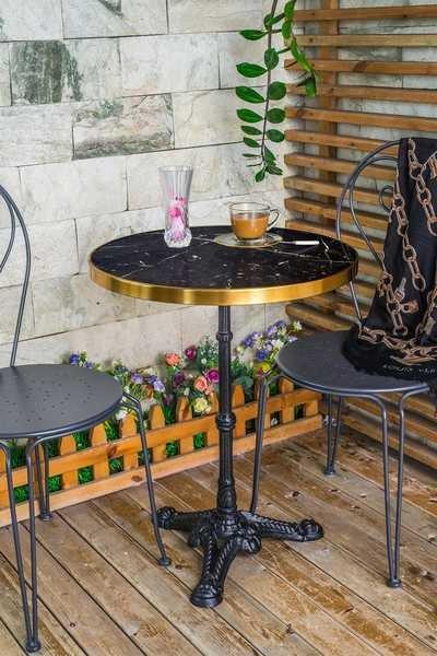 mutoni home Table bistrot marbre rond noir 57x57  