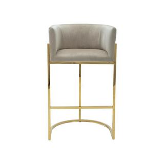 PASCAL MORABITO Lot de 2 tabourets de bar en velours et acier inoxydable - Beige et doré - PERIA de Pascal MORABITO  