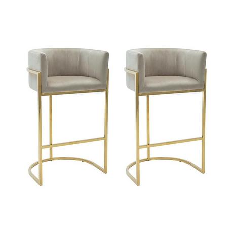 PASCAL MORABITO Lot de 2 tabourets de bar en velours et acier inoxydable - Beige et doré - PERIA de Pascal MORABITO  