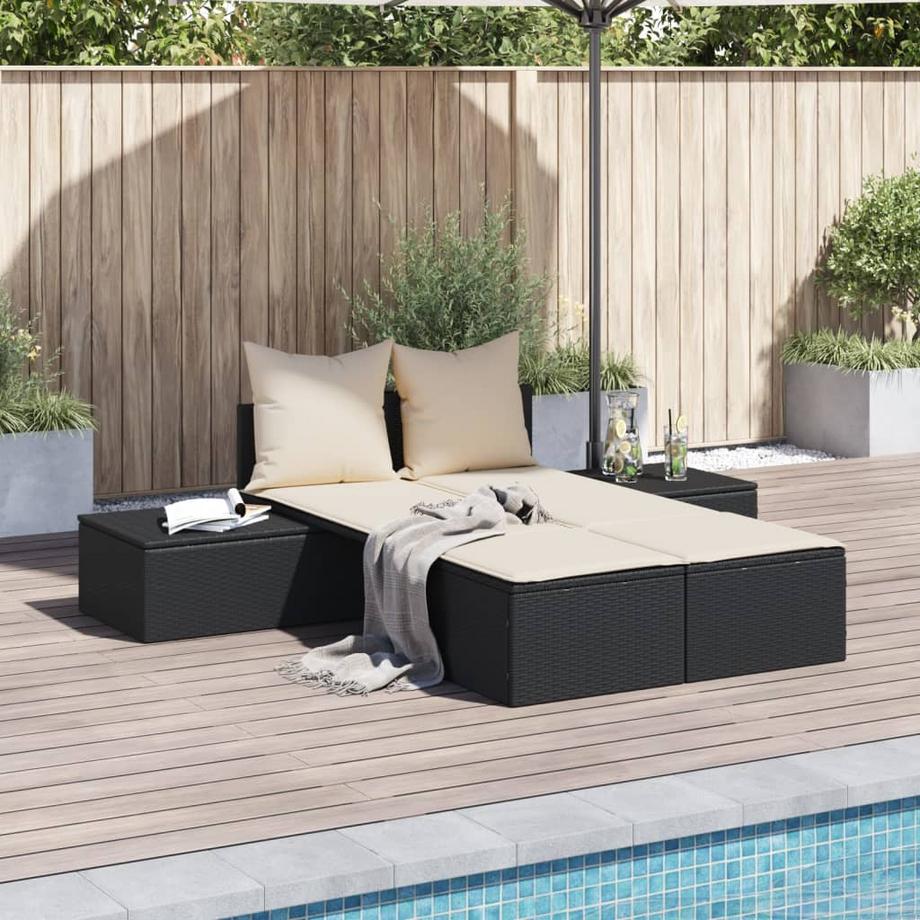 VidaXL Chaise longue double rotin synthétique  