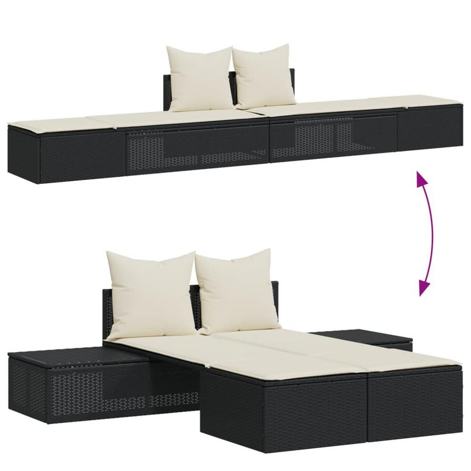 VidaXL Chaise longue double rotin synthétique  