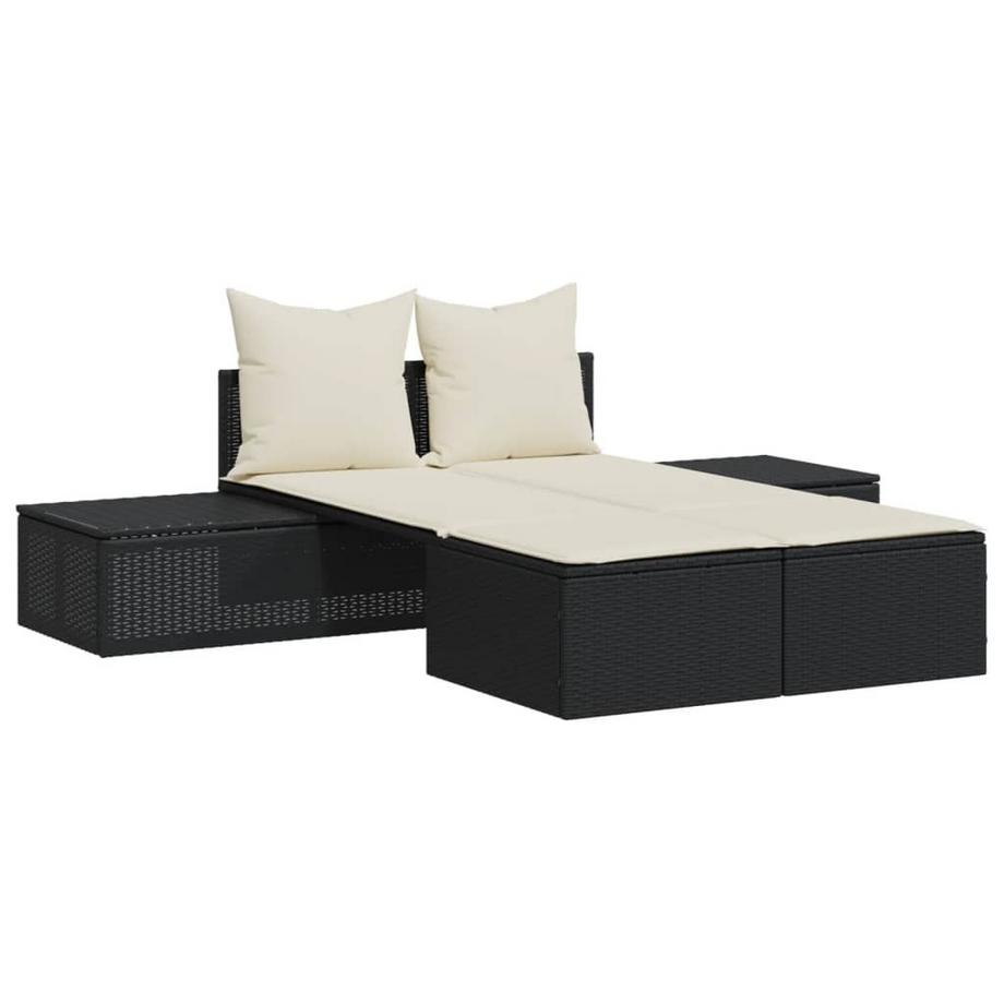 Chaise longue double rotin synthétique