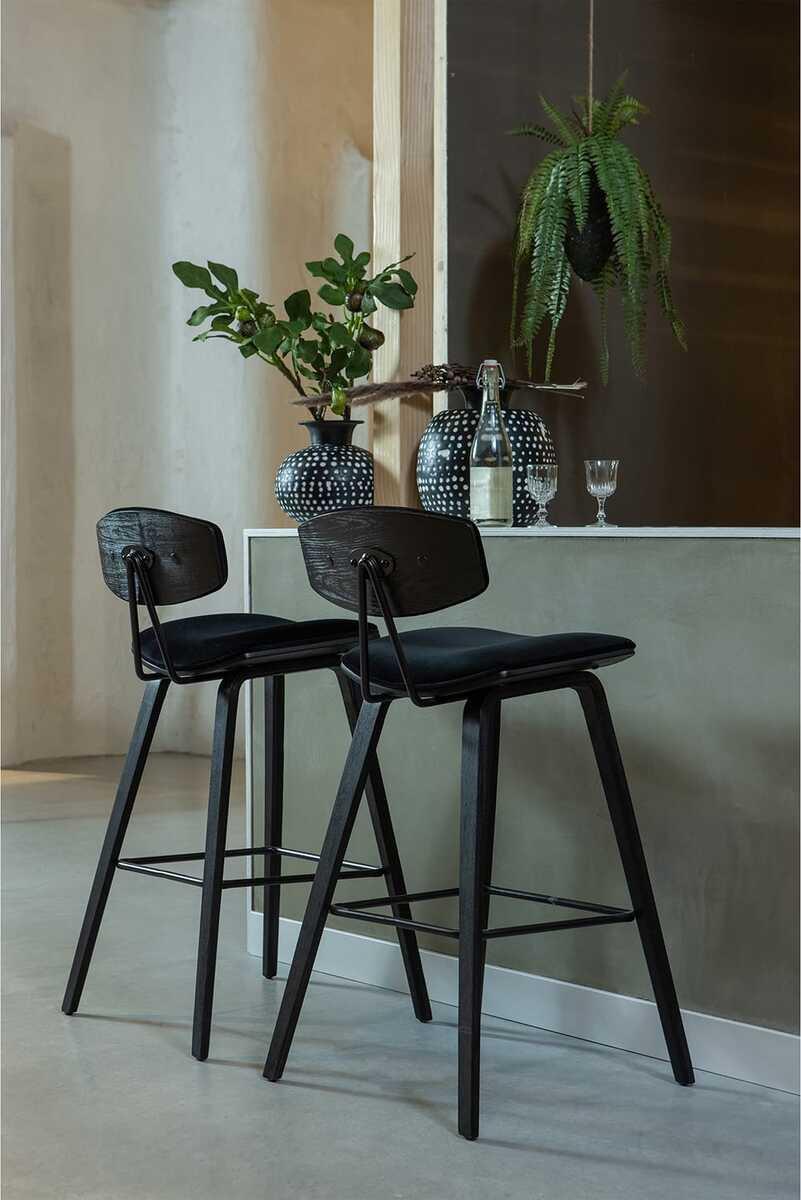 mutoni Tabouret de bar Senn Velvet noir  