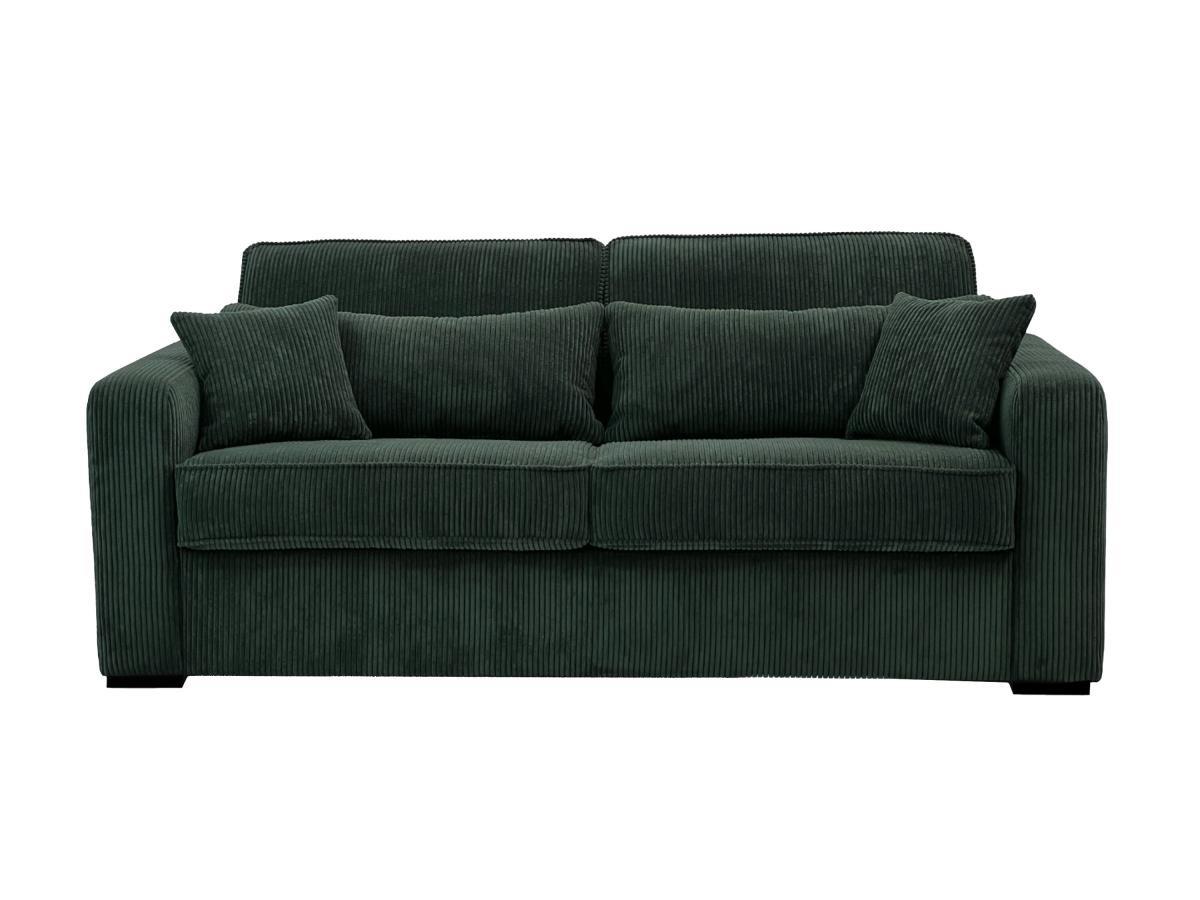 Vente-unique Divano letto 4 posti a ribalta Posto letto 160 cm Materasso 18 cm in Velluto a coste Verde - MONDOVI  