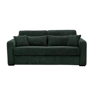 Vente-unique Canapé 4 places convertible express en velours côtelé vert - Couchage 160 cm - Matelas 18 cm -  MONDOVI  