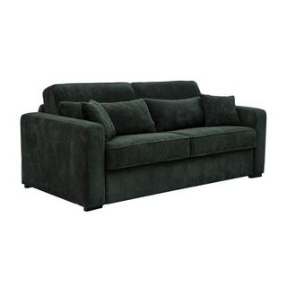 Vente-unique Canapé 4 places convertible express en velours côtelé vert - Couchage 160 cm - Matelas 18 cm -  MONDOVI  