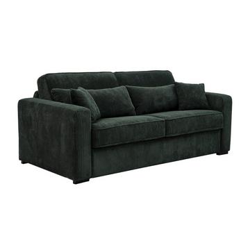 Schlafsofa mit Matratze 4-Sitzer - Liegefläche 160 cm - Matratze 18 cm - Cord - Grün - MONDOVI