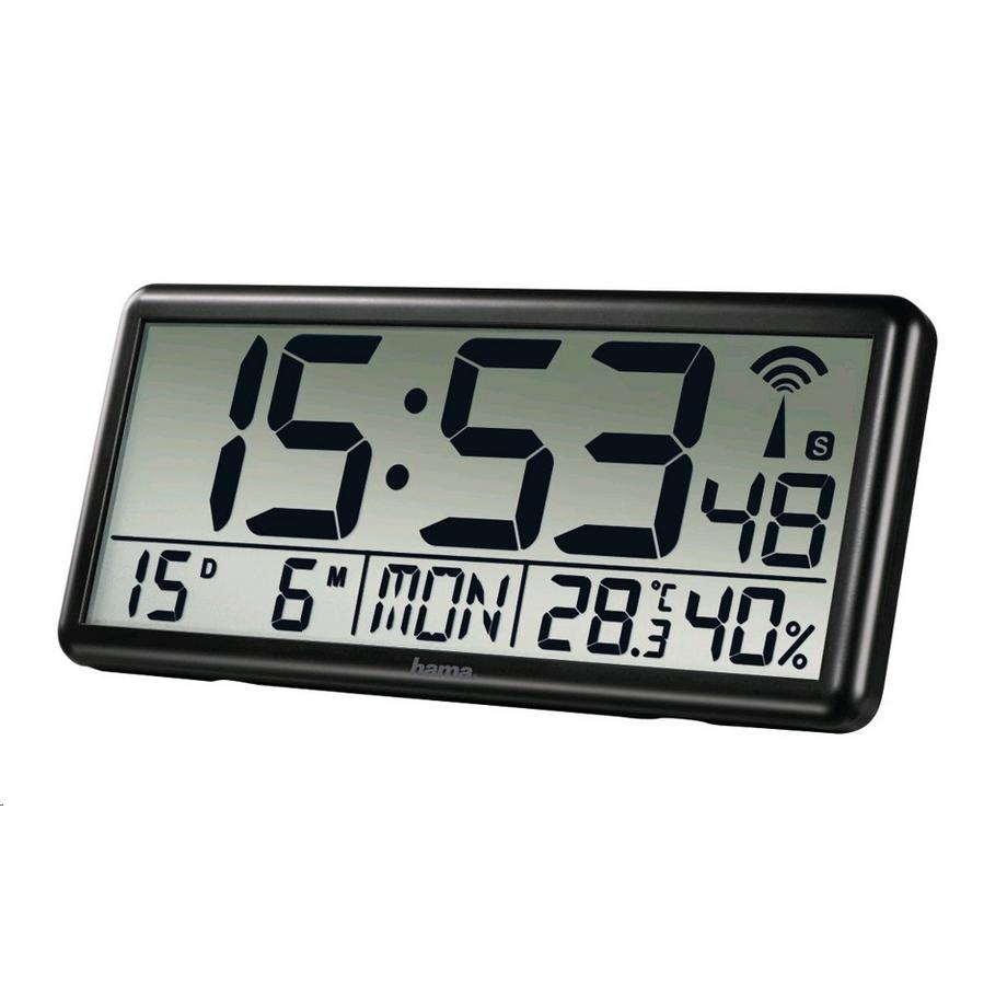 hama HAMA Wanduhr Digital Jumbo Funkgesteuert Schwarz  