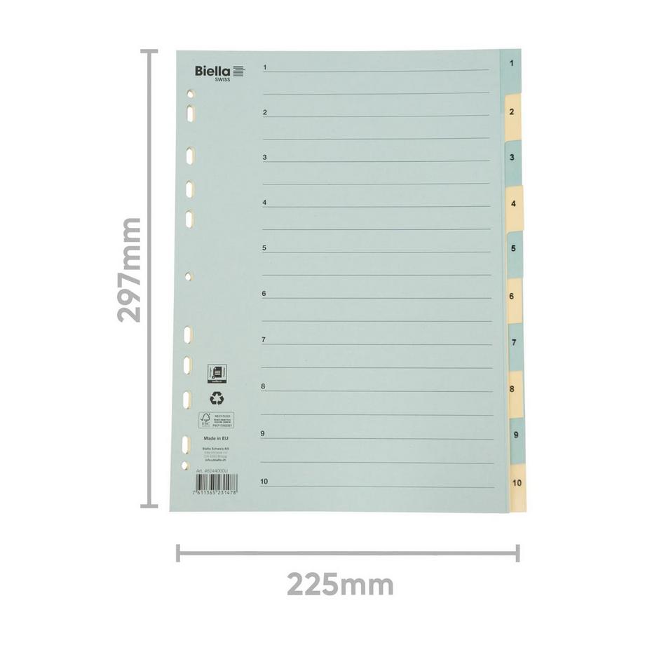 Biella BIELLA Register Karton farbig A4 462440.00 1-10  