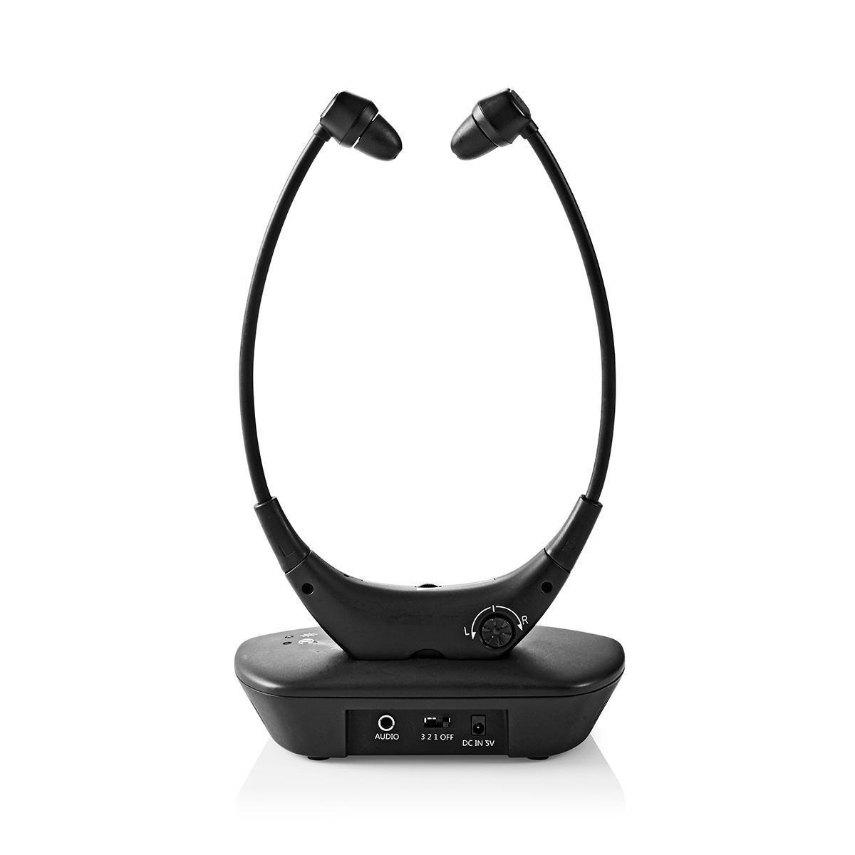 Nedis  Cuffie TV wireless | Rf | In-ear | Durata della batteria massima: 4,5 ore | 35 m | Audio digitale | Bambola della batteria | Controllo dell'equilibrio | Nero 