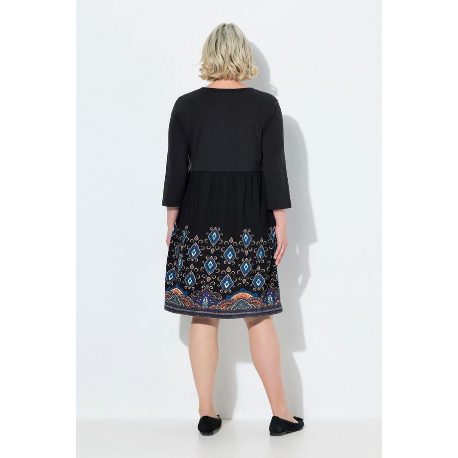 Ulla Popken Jerseykleid A-Linie V-Ausschnitt 3/4-Arm mit Taschen  