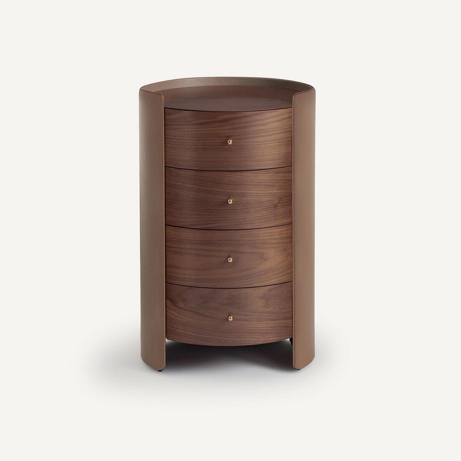 AM.PM Commode chevet plaqué noyer et cuir  