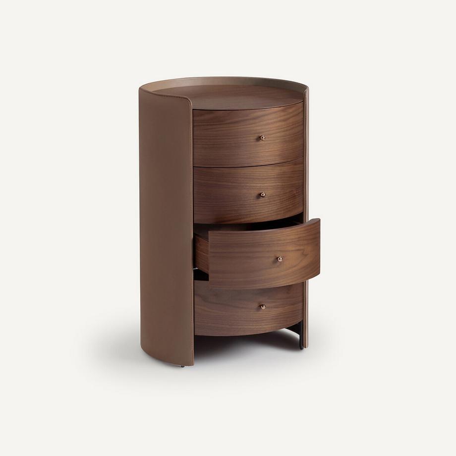 AM.PM Commode chevet plaqué noyer et cuir  