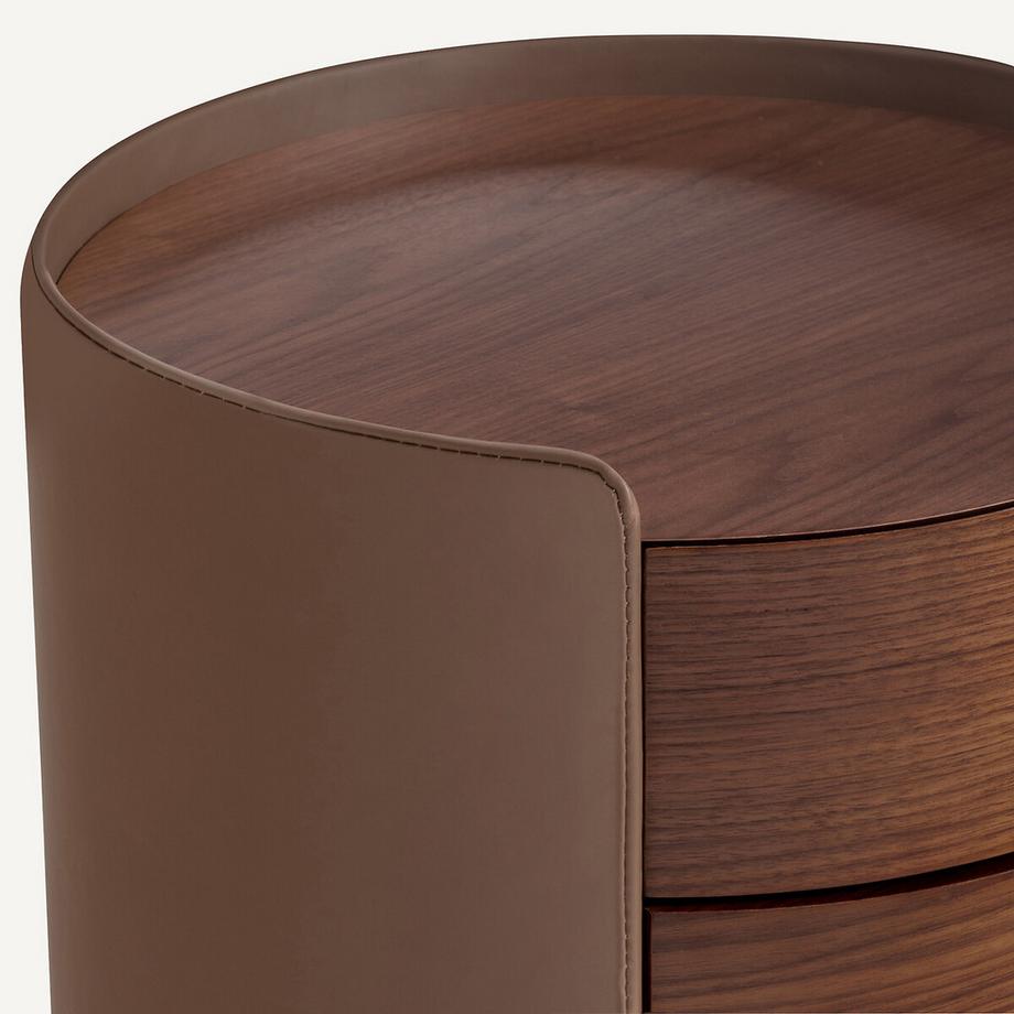 AM.PM Commode chevet plaqué noyer et cuir  