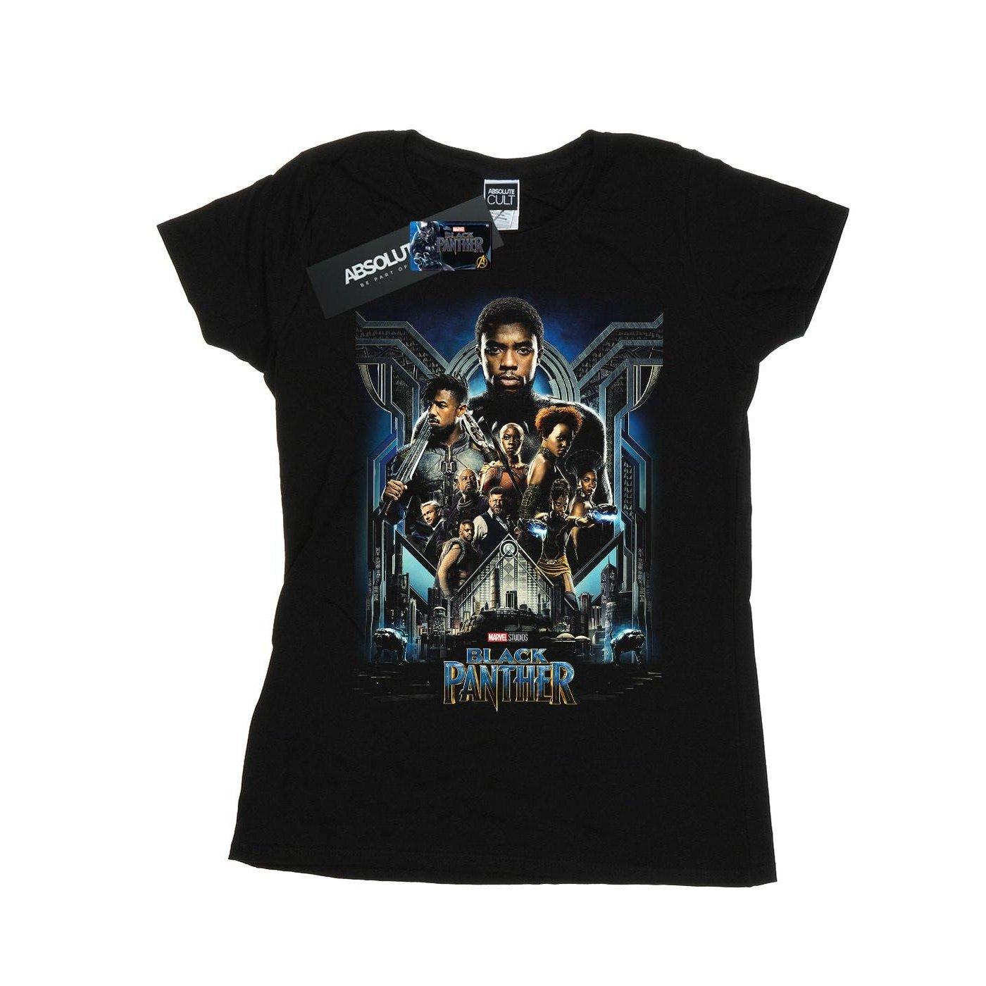 Image of Black Panther Movie Poster Tshirt Damen Schwarz XL